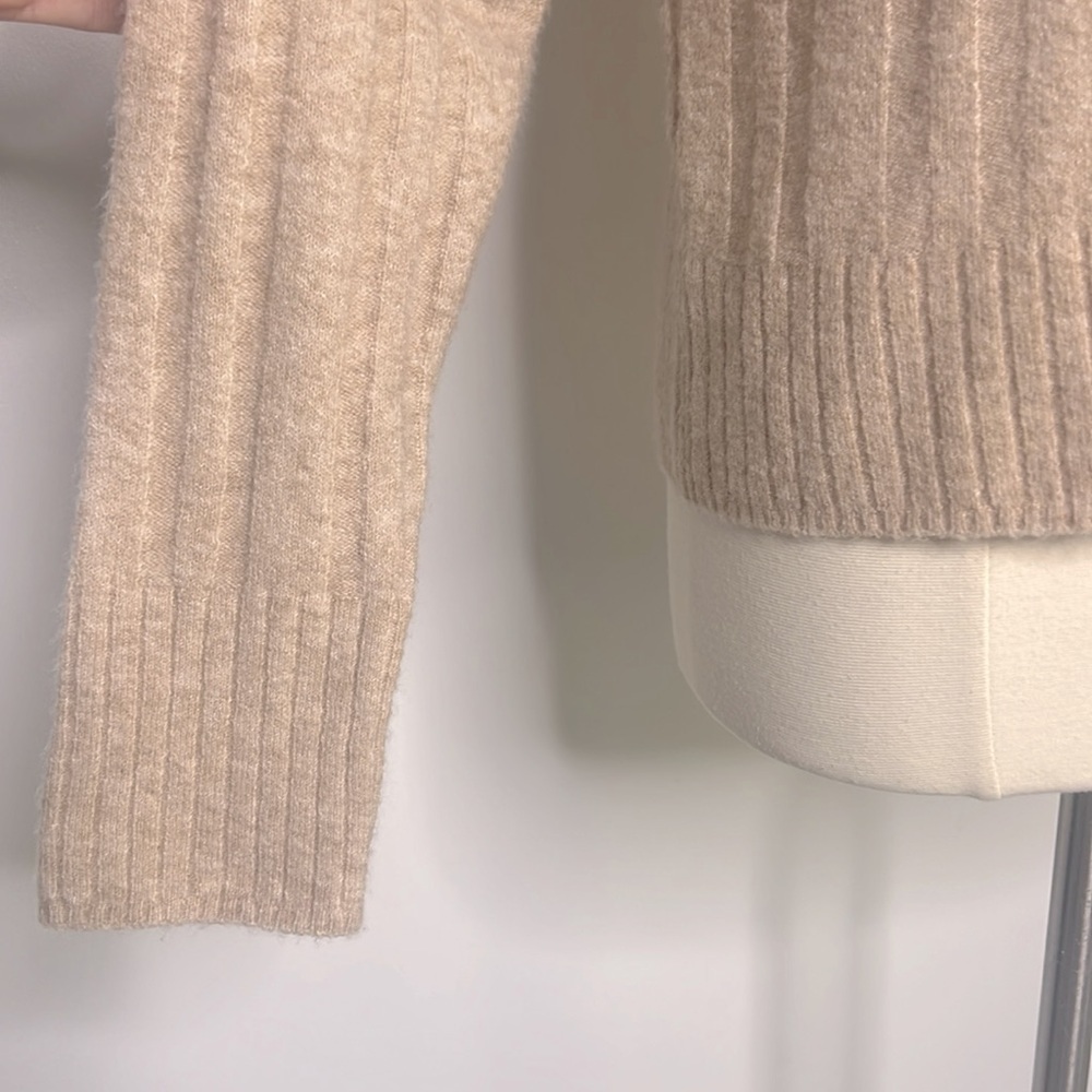 J. Crew Beige Ribbed Cowl Turtleneck Sweater - Picture 4 of 9